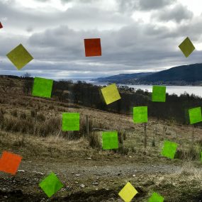Post-it notes on a window